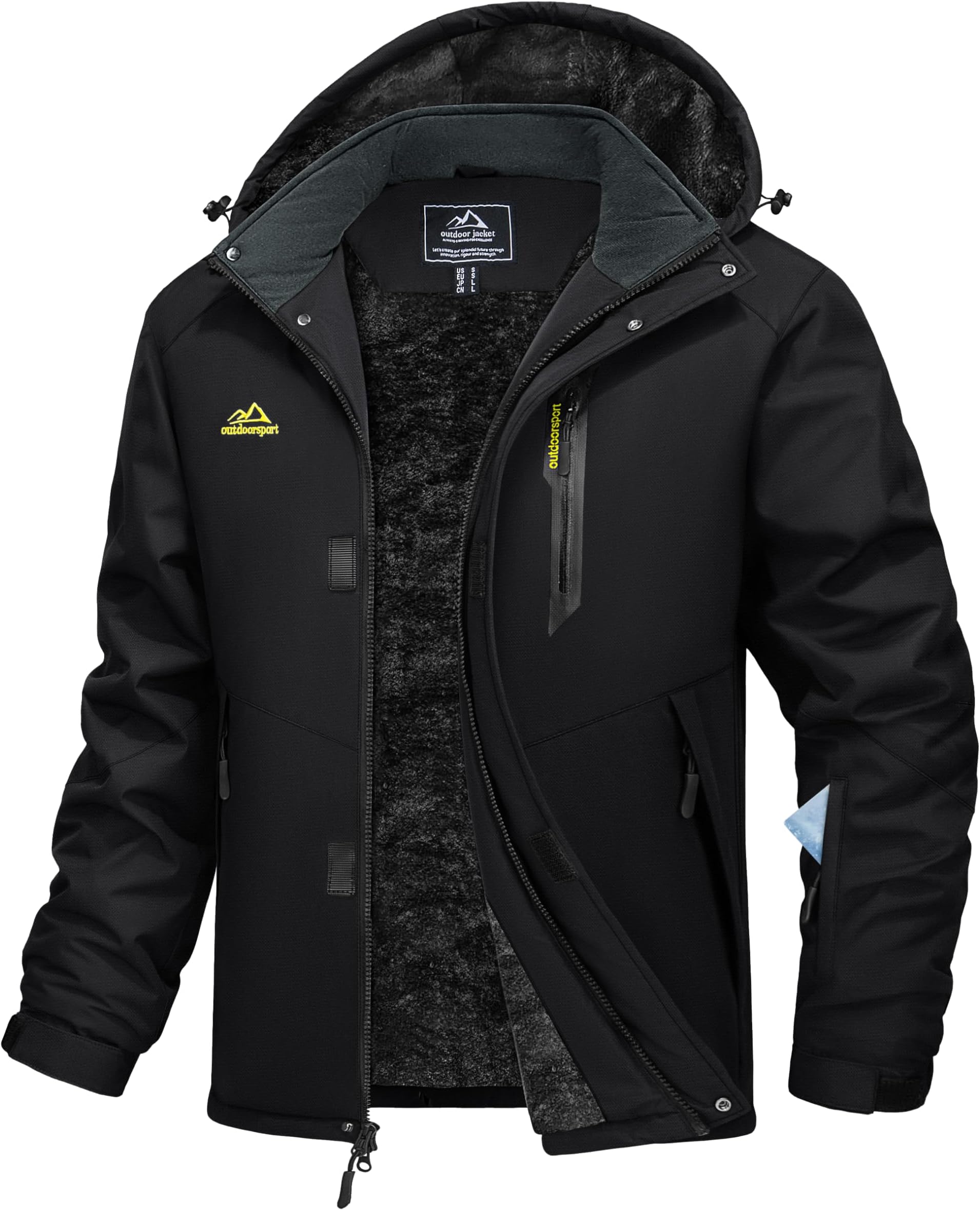 Mens Winter Jacket Ski Snow Waterproof Jackets Warm Fleece Snowboard Coat Parka Raincoats with Multi-Pockets