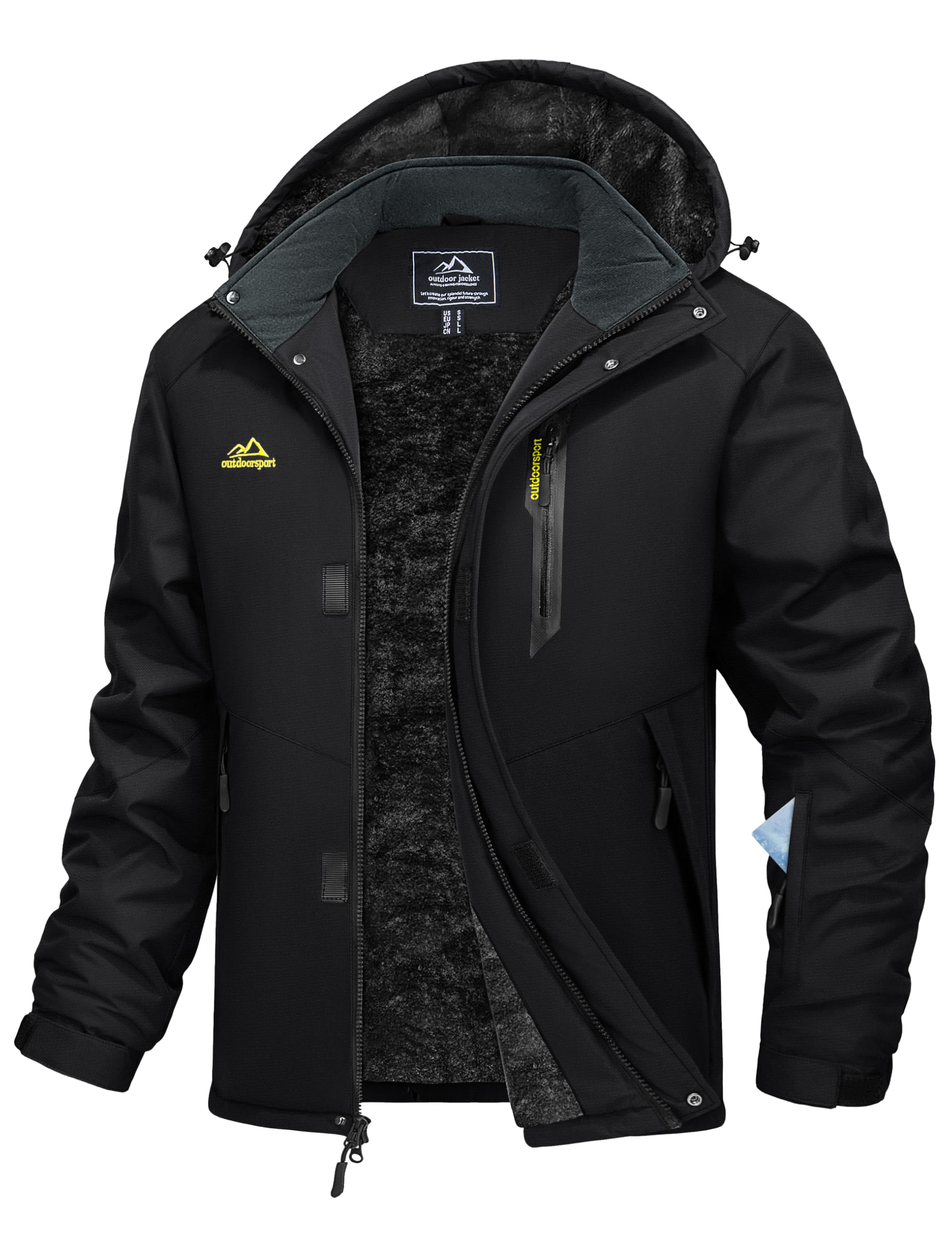 MAGCOMSEN Mens Winter Jacket Ski Snow Waterproof Jackets Warm Fleece Snowboard Coat Parka Raincoats with Multi-Pockets