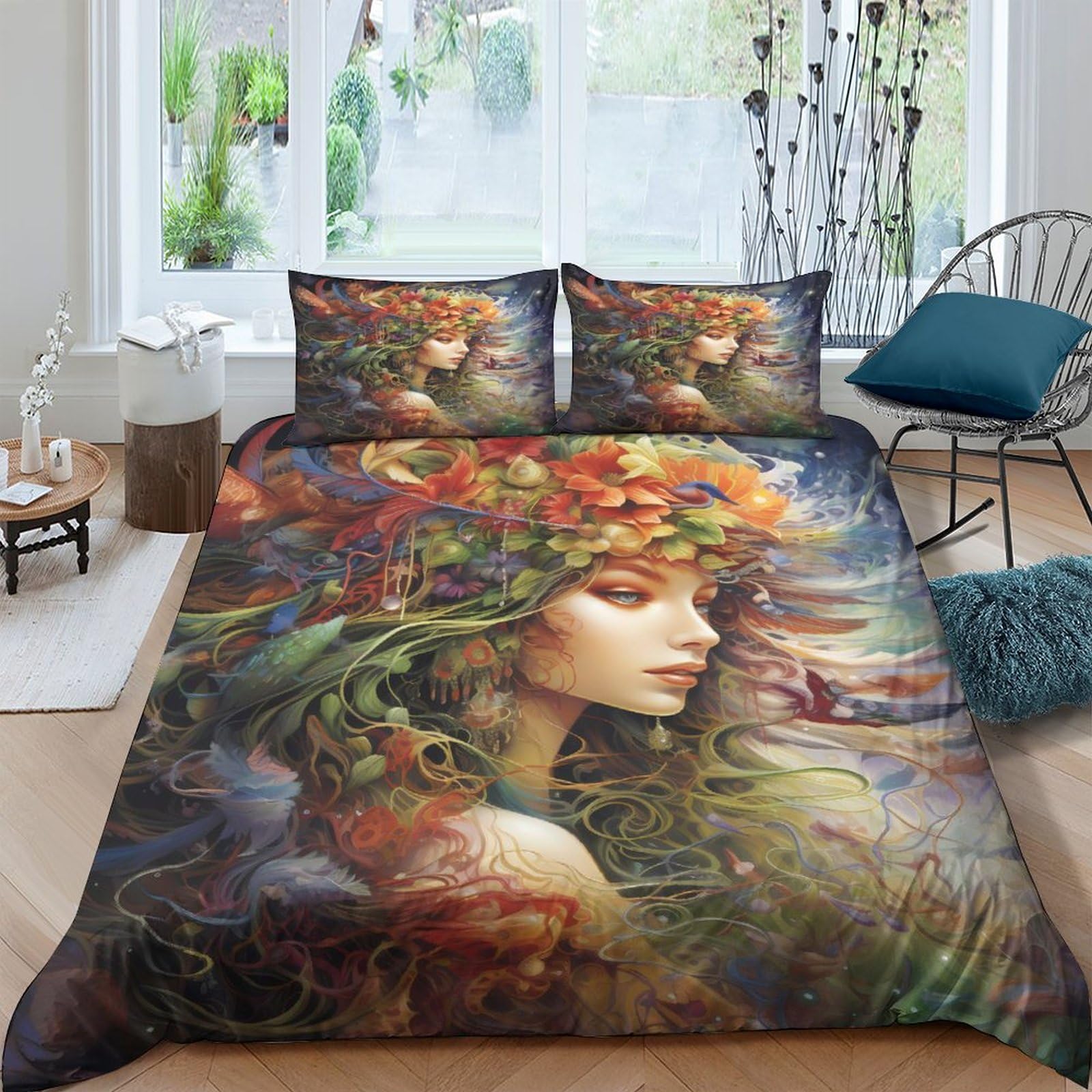 Housse de couette 200x200 papillon 3D avec taies d'oreiller pour lit double