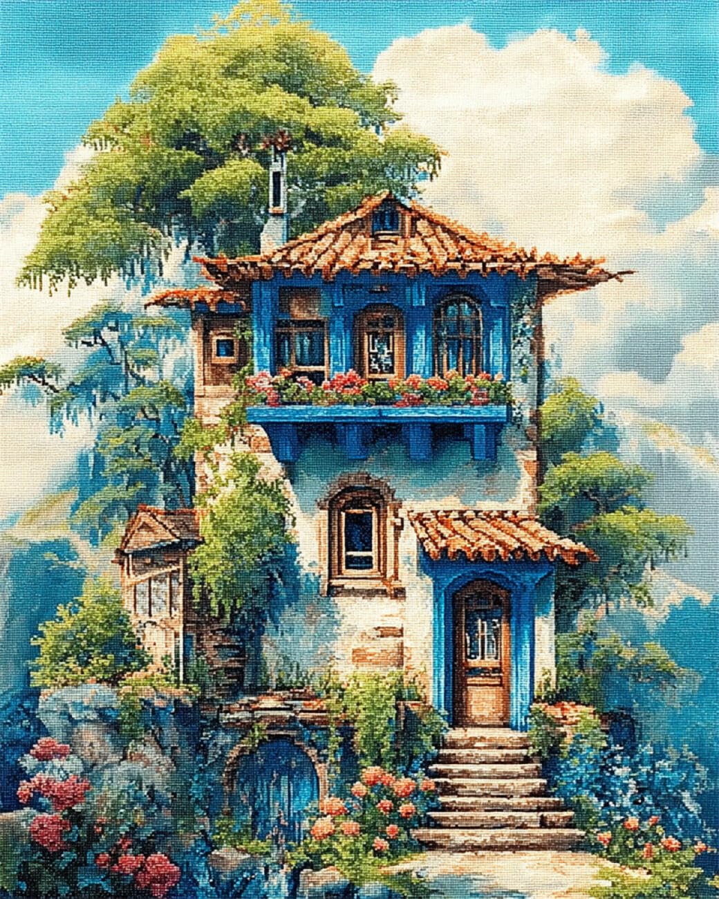Rqwybcaxn Bead Embroidery Kits Fantasy House 40x50cm