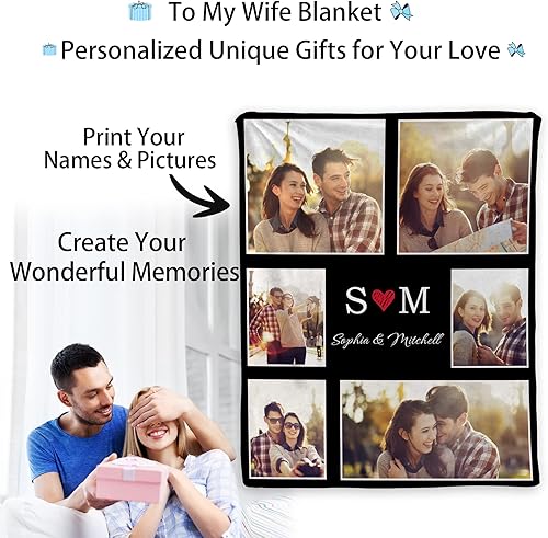 Miniatura 2 de Mantas personalizadas con fotos, mantas personalizadas de San Valentín para parejas, manta de aniversario personalizada con fotos, regalo de