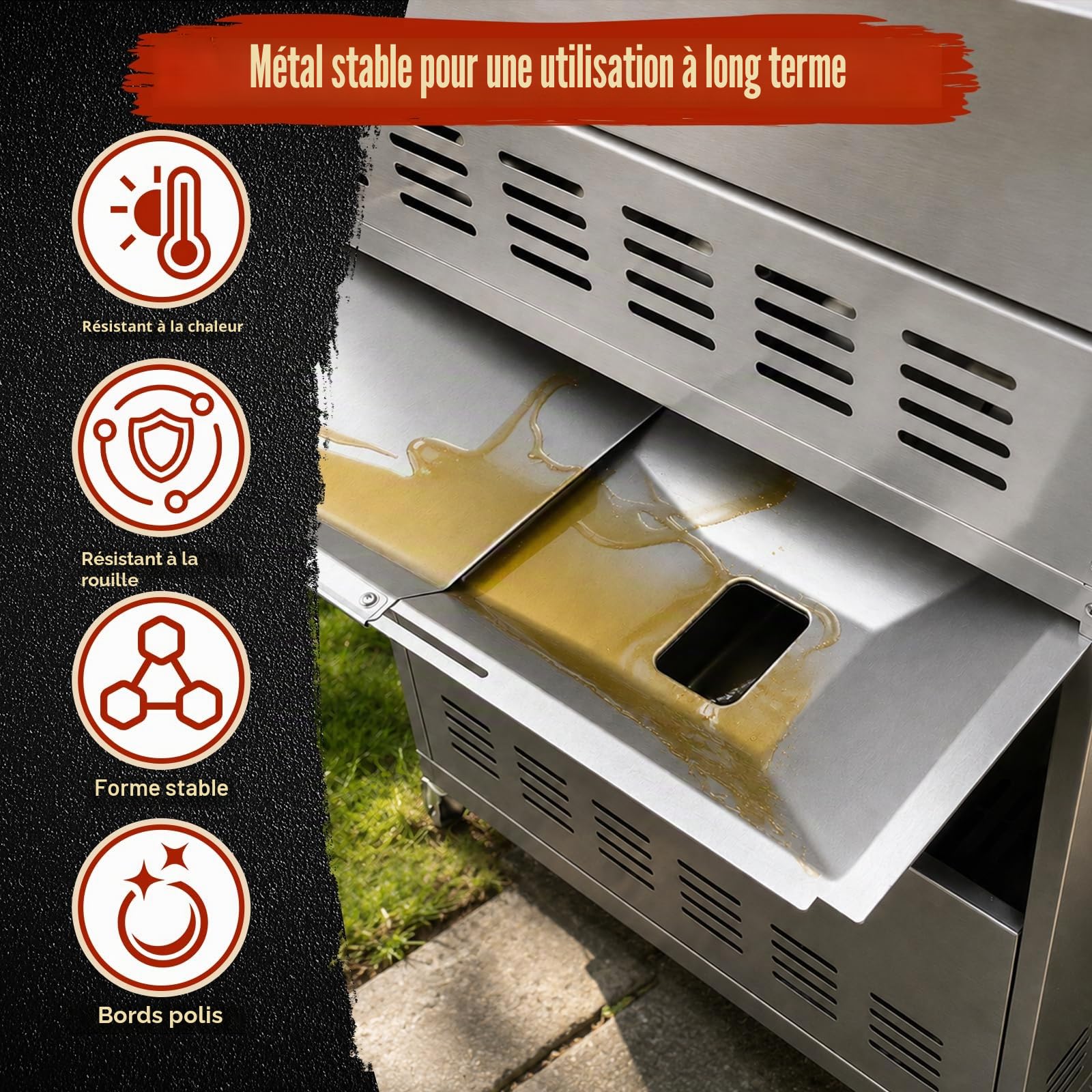 Denmay Bac à graisse universel, avec bac de récupération, bac d'égouttement réglable pour barbecue à gaz 3/4/5 brûleurs de Charbroil, Dyna Glo, Nexgrill, Kenmore et plus encore, bac récupérateur de