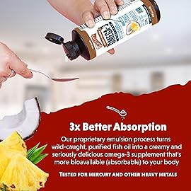 Barlean\'s Omega 3 Fish Oil Liquid Supplement for Men and Women, 1080mg of EPA and DHA Fatty Acid, Promotes Brain & Heart Health - Non-GMO, Pina Colada, 16 oz