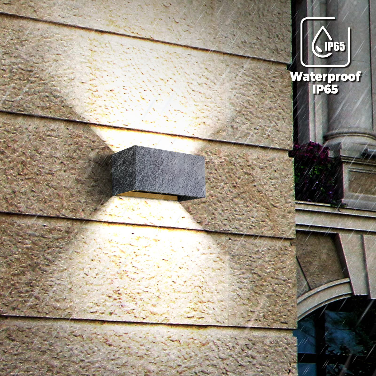 ENCOFT 24W Applique Esterno Interno COB LED Moderno, Lampada da Parete Muro Esterno IP65 Impermeabile in Alluminio, Luce da Parete Angolo Regolabile Bianco Freddo 6000K, per Giardino Balcone Grigio