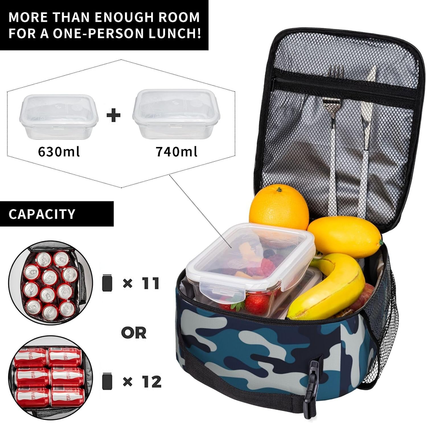 Navy Blue Camo Camouflage Cool Lunch