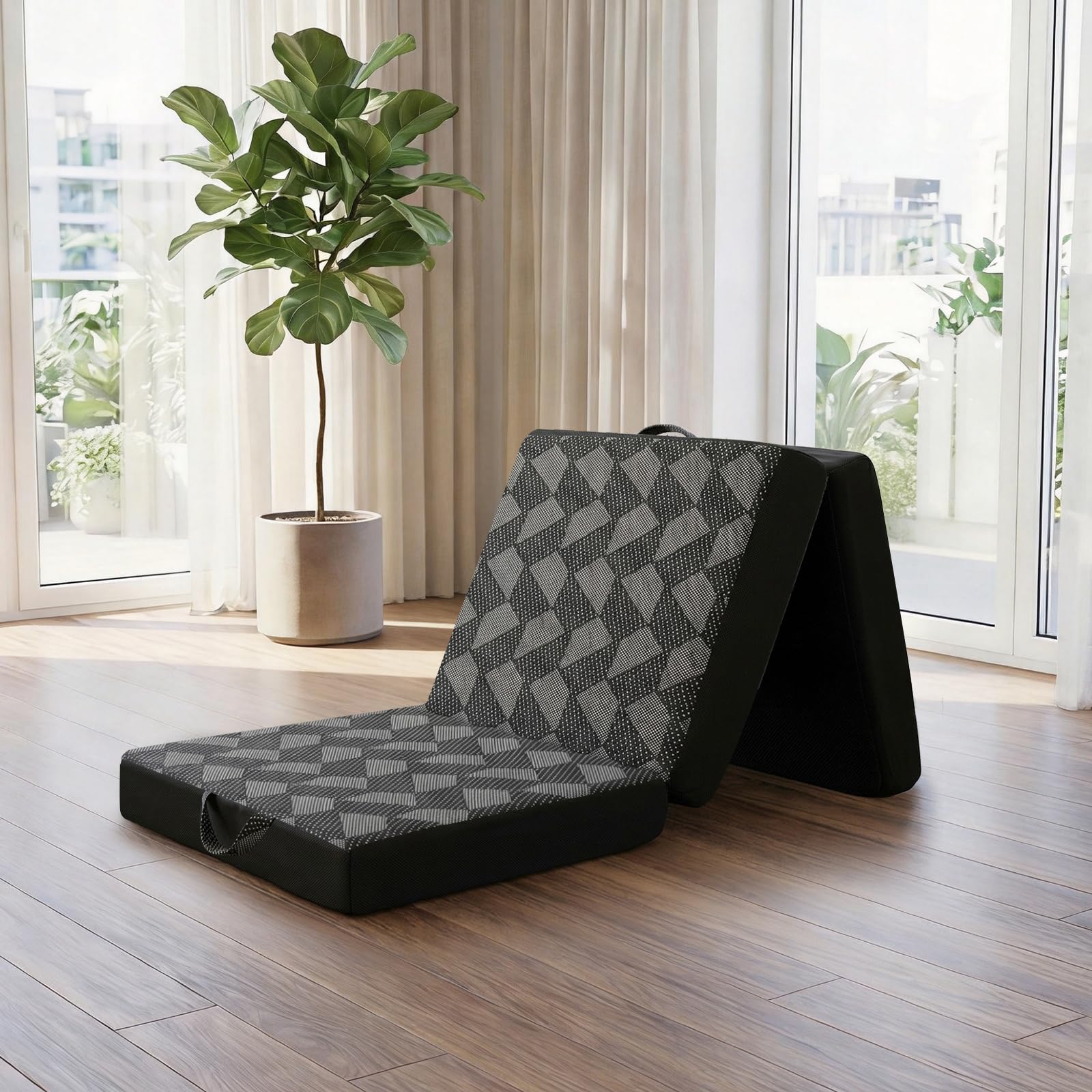 Photo 1 of **SEE CLERK NOTES** Tri Folding Mattress Single Size - Memory Foam Tri-fold Mattres, Handle & Non-Slip Bottom, Portable Foldable Sofa Bed Floor Chair for Travel RV Camping Guest Yoga - 4 Inch, 75"x25"x4"LPNPMGM5791245