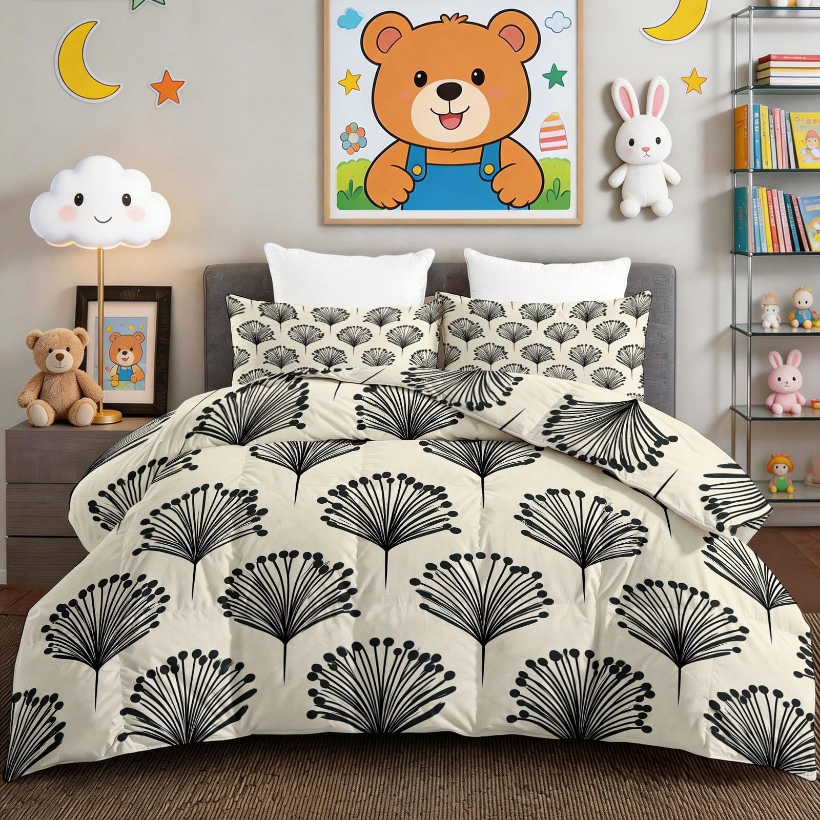 Edredón lavable de 200 x 200 cm beige para todo el año con dos fundas de almohada suaves