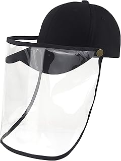 Muryobao Men Women Summer Face Shield Baseball Hat UV Protection Outdoor Fishing Detachable Sun Visor Cap Black