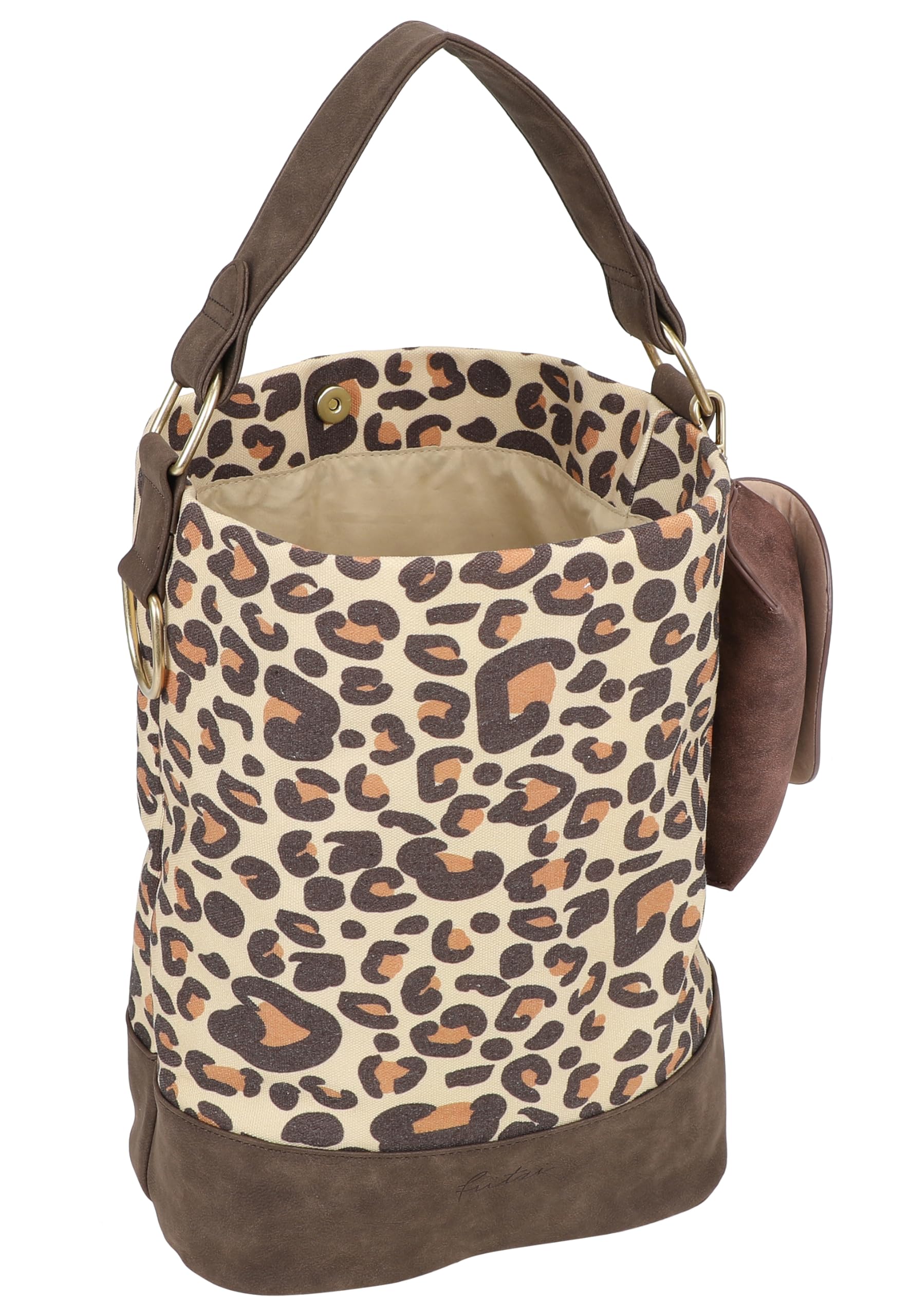 Fritzi Izzy07 Limited Leo Hobo Damen Schultertasche Handtasche Freizeit Alltag Druckknopf Canvas 38 x 18 x 35 cm, Camel