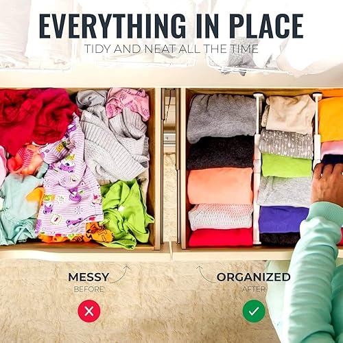 Miniatura 9 de RAPTUROUS Divisores de cajones de bambú, 4 unidades, divisores de cajones de cocina de 2.75 pulgadas de alto, con resorte, 17.5-22 pulgadas de