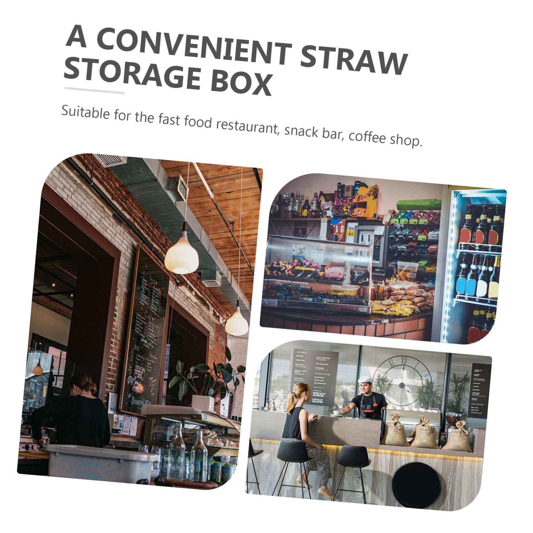 Strohhalmspenderbox mit Verstellbarem Auslass und Drucktyp Design für Snackbars und Coffeeshops Praktische Aufbewahrungsbox