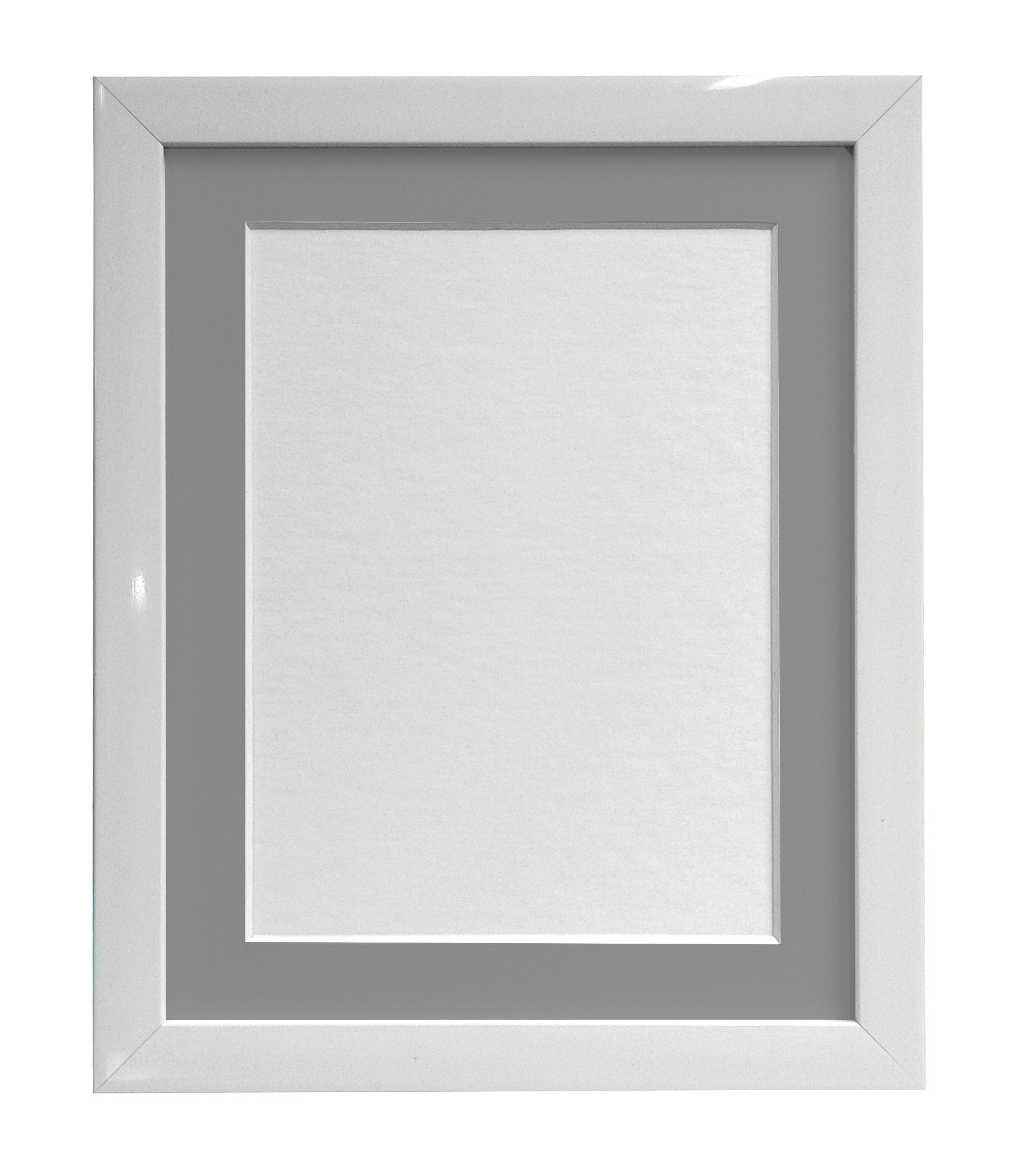 FRAMES BY POST 20mm White Picture Photo Frame with Dark Grey Mount 10" x 8" For Pic Size A5 โ image 1