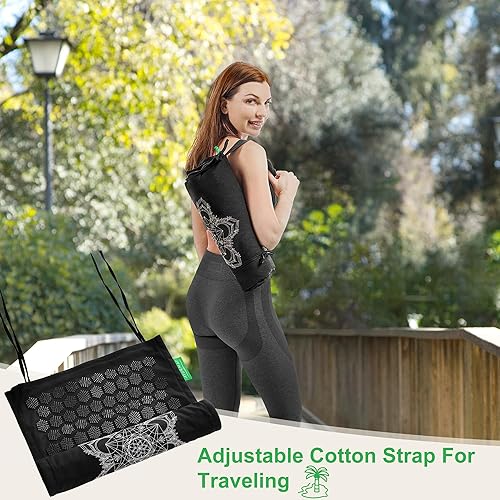 Miniatura 8 de Juego de alfombrillas y almohadas de acupresión de alta calidad, lino natural y fibra de coco, diseño ergonómico, apto para FSAHSA, alivia el estrés