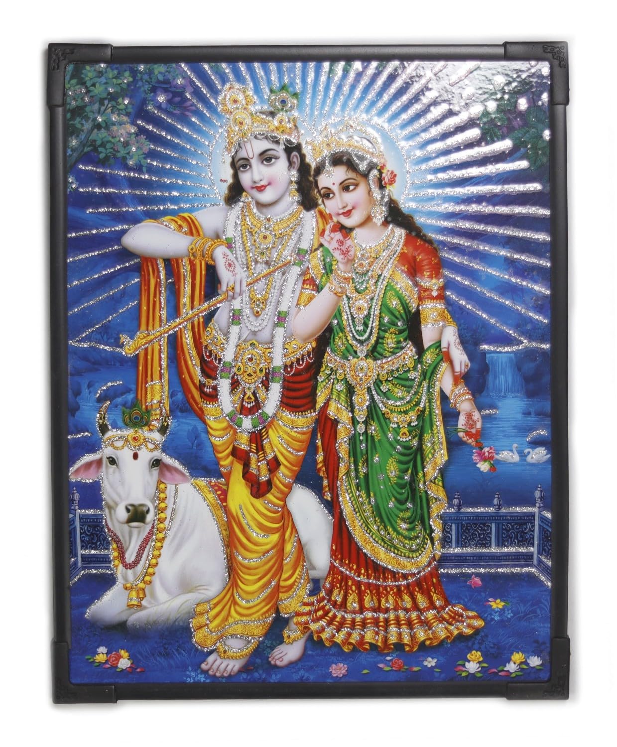 ASHIRWAD Radha Krishna Shyam Gopala Radhe Radhey - Hermoso marco de fotos laminado para decoración del hogar (9 x 11 pulgadas) (laminado-1)