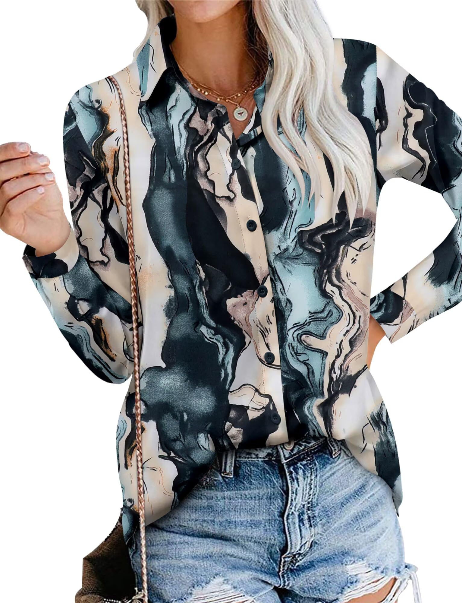 Magritta Women's Shirts Fashion Long Sleeve Tops Button Down Blouses