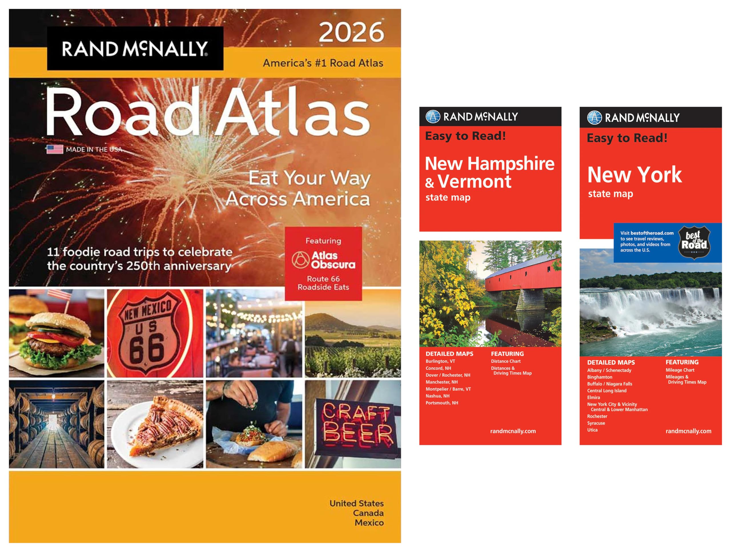 2026 Road Atlas with Easy to Read New Hampshire/Vermont & New York State Maps