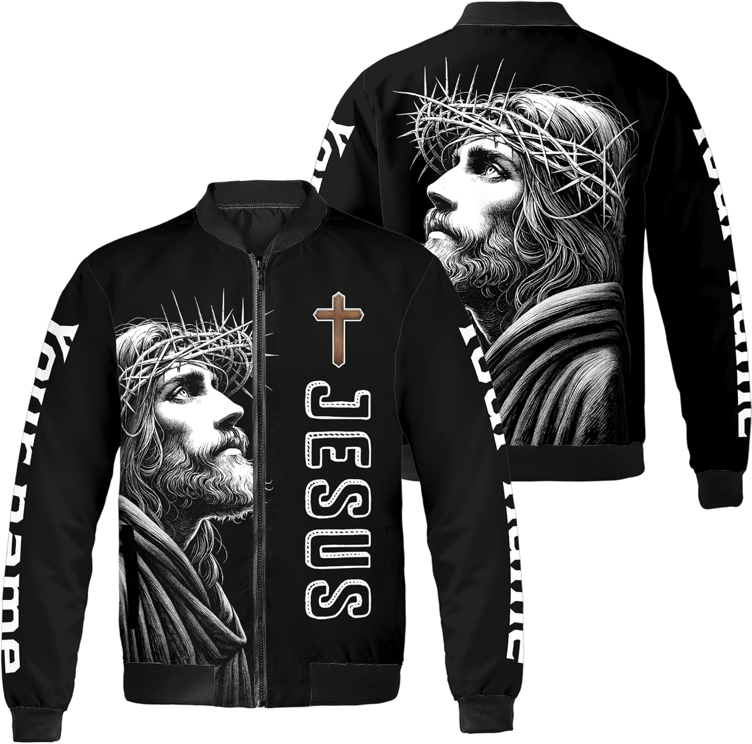 ThuhaTree Store Personalized Christian Jesus Faith Bomber Jacket (S-5XL) – for Christian & Faith Lovers