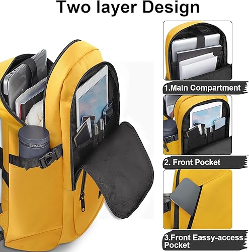 Miniatura 3 de Mancro Mochila de viaje para laptop con puerto de carga USB, mochila antirrobo de 15.6 pulgadas para mujeres y hombres, bolsa de computadora