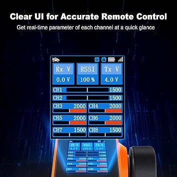 MEUS RACING ME-8B RC Transmitter 8 Channels 2.4GHz and Receiver for 1/8 1/10 1/18 1/24 RC Crawler Car Boat TRX4 TRX4M SCX10 SCX24 Upgrades Parts (Orange)