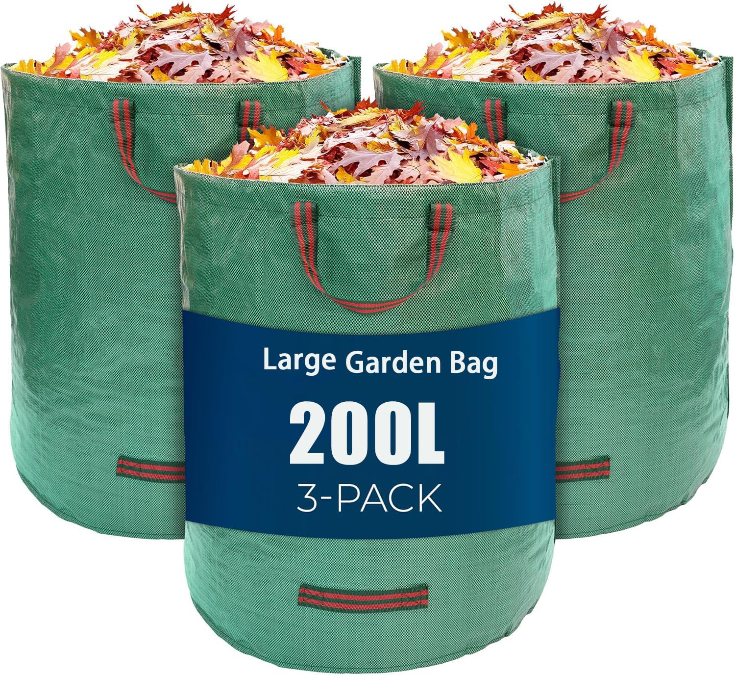 Bolsas de jardín, 3 x 200L Autoportantes y Plegables, Bolsas de Hojas Autoportantes, para Residuos de Jardín, Hojas Secas, Restos de Poda
