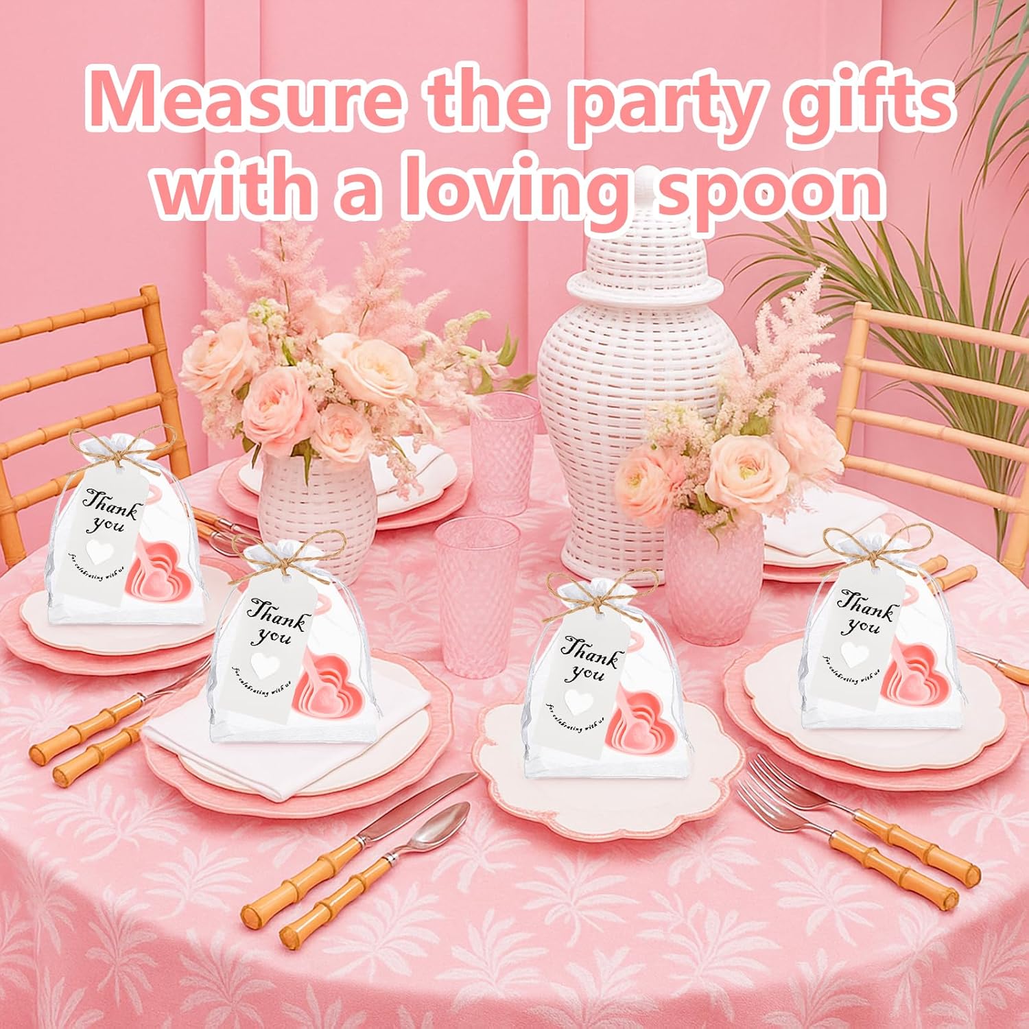 50PCS Heart Shaped Measuring Spoons Plastic Measuring Spoons Party Favors for Bridal Shower Wedding Anniversary Baby Shower Decoration Gifts Individual Souvenirs
