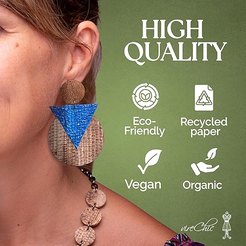 Miniatura 5 de Forest Magic Drop Earrings - Sustainable Natural Fiber, Handmade Brazilian Earrings, Unique Creative Pair of Earrings, Eco-Friendly - Blue