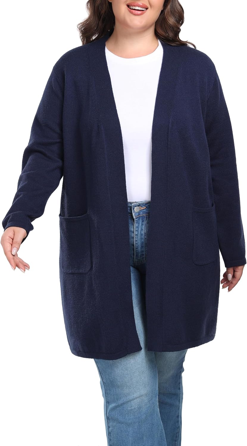 Shiaili Long Plus Size Sweater Cardigan Easy Close Open Front Coat for Women - Image 2