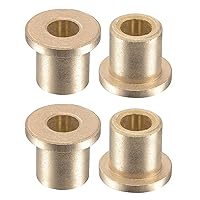 Vista 15 de uxcell Flange Sleeve Bearings 4mm Bore 8mm OD 4mm Length 12mm Flange Dia 2mm Flange Thickness Sintered Bronze Self-Lubricating Bushing 4pcs