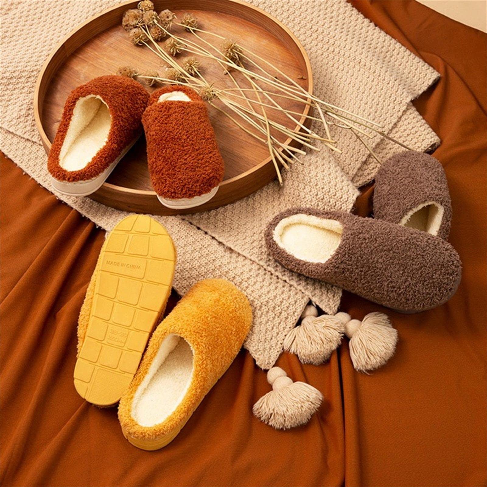 Pantuflas de Algodon Otoño Invierno Invierno Cálido Suave Suave Zapatillas Hombres Zapatos Planos De Piso De Interior