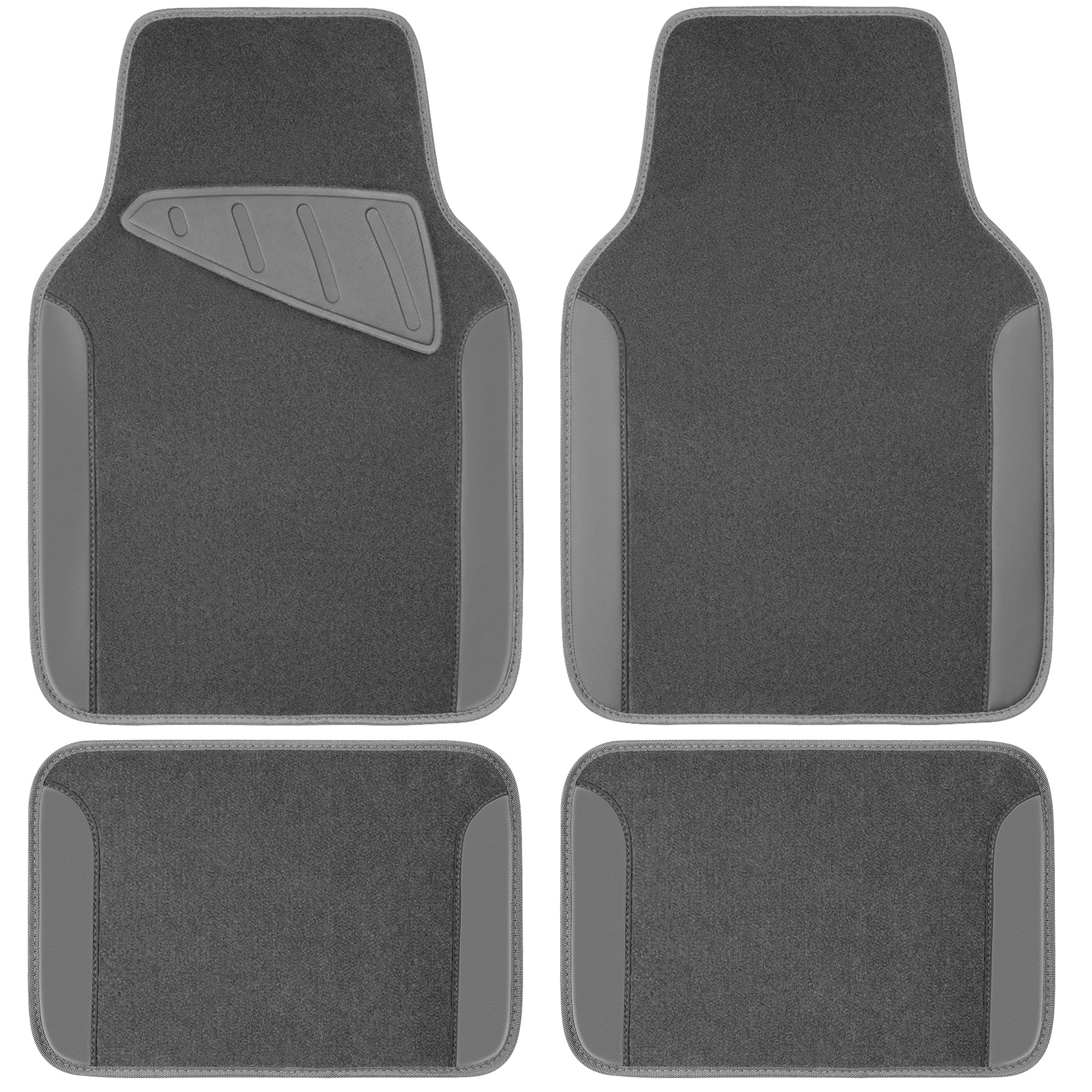 QIZUN 4 Piece Split Car Floor Mats for Renault Mégane 4 (IV) B9A I 2016-2024, Car Mats,durable Heavy-duty Weatherproof Non-slip Elegant Anti-slip Backing,Grey