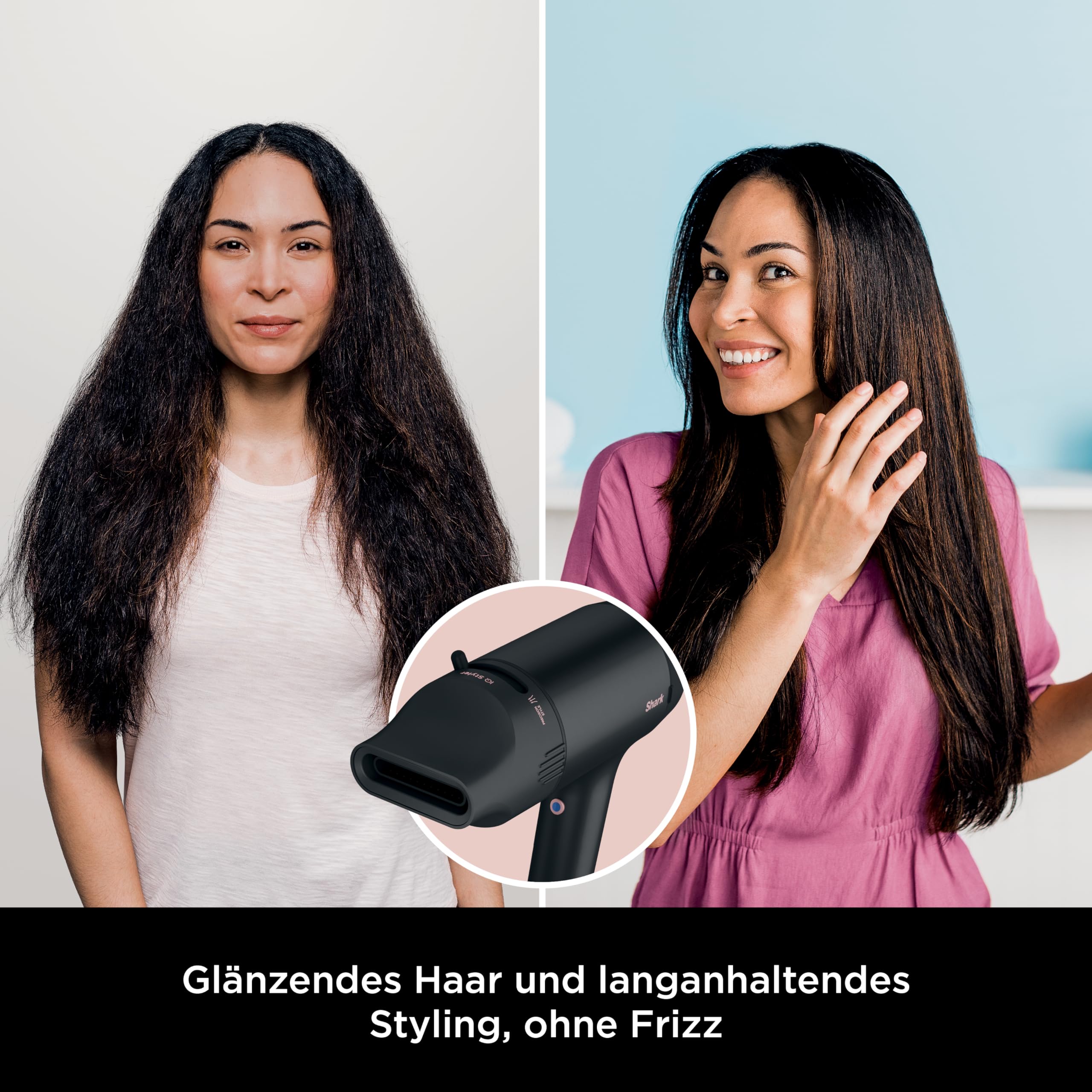 Shark STYLE iQ Ionischer Haartrockner & Styler, 1600W, Schwarz | Schnelltrocknender Föhn ohne Hitzeschäden, Trocknen und Stylen der Haare in einem Schritt mit dem 2-in-1-Konzentrator