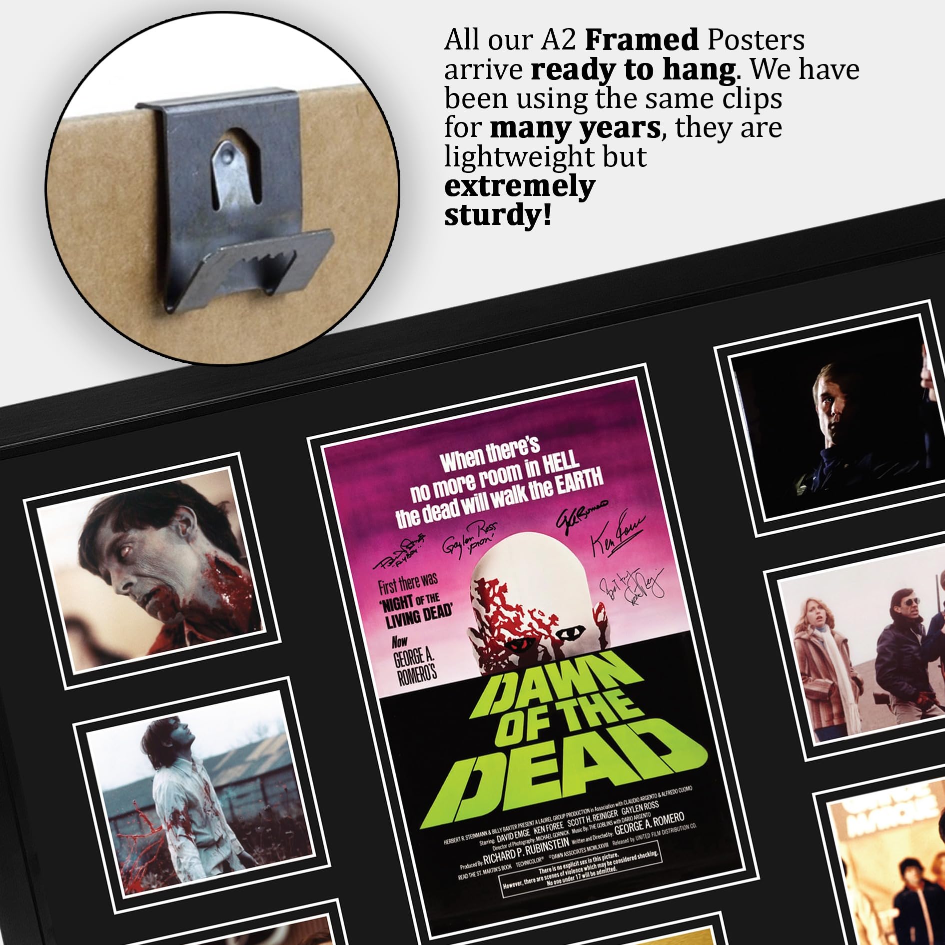 HWC Trading Dawn of the Dead Podpisany Plakat Filmowy A2 Deluxe w Ramie