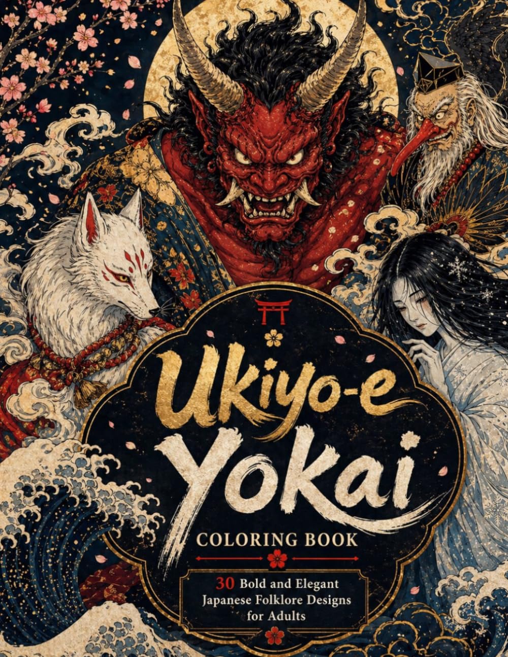 Ukiyo-e Yokai Coloring Book: 30 Bold and Elegant Japanese Folklore Designs for Adults