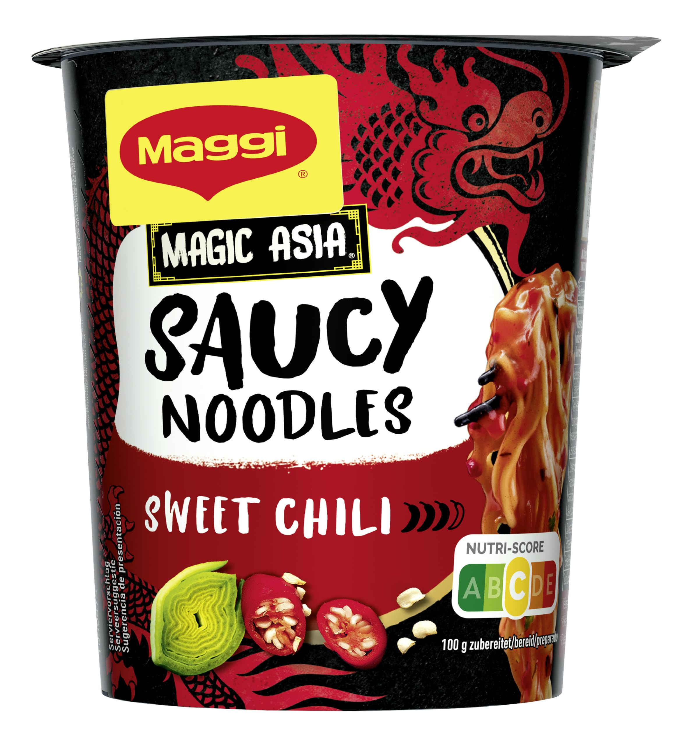 MAGGI Saucy Noodles Asia Sweet Chili Vaso - Pack de 8 x 75g