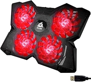 KLIM Wind – Base di raffreddamento PC Portatile + Più di 500 000 unità vendute + Il più potente Supporto PC portatile + Azione Rapida 1200 RPM + Gaming laptop PS5 et PS4 stand + Rosso
