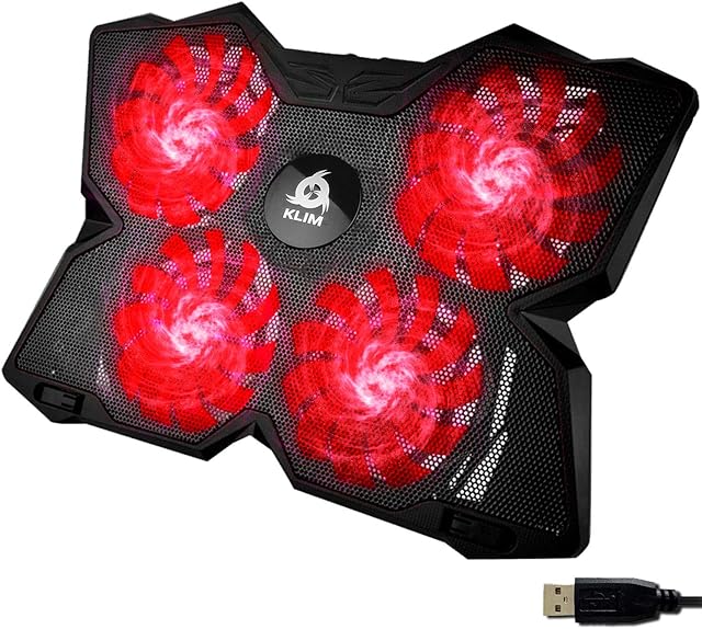 KLIM Wind - Laptop Cooling Pad - "More than 500 000 units sold" - 2022 Version - The Most Powerful Rapid Action Cooling Fan - Laptop Stand with 4 Cooling Fans at 1200 RPM - USB Fan - PS5, PS4 - Black