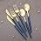 Supernal 180pcs Gold and Blue Plastic Silverware,Gold Plastic Flatware with Blue Glitter Handle,Disposable Cutlery for Party,Unique Disposable Utensils Suit for Party,Birthday,Wedding