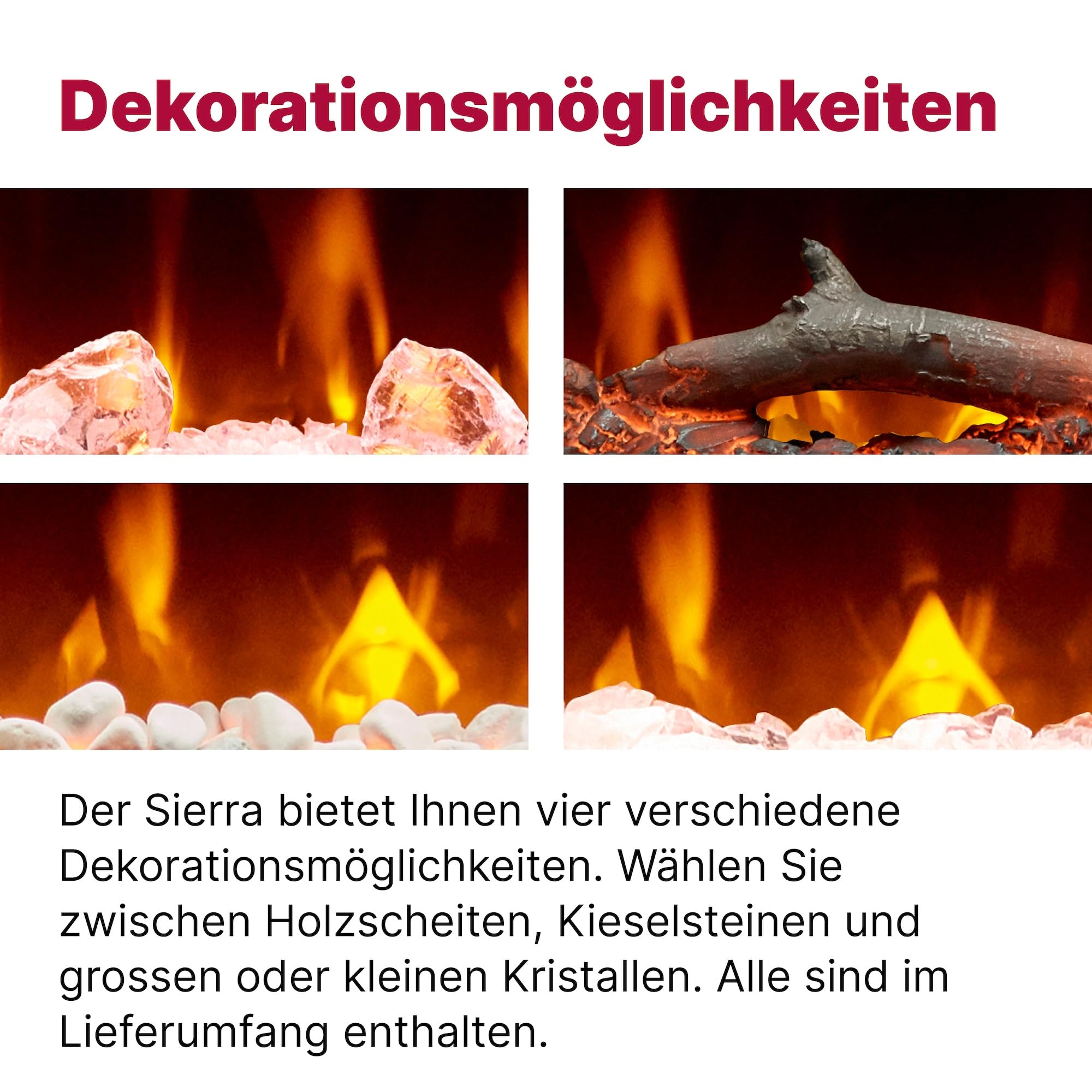 Dimplex Kominek elektryczny Sierra 48" / 122 cm – kominek elektryczny z ogrzewaniem i ogniem – realistyczny efekt płomienia LED – do montażu, zawieszenia lub wolnostojący – obsługa za pomocą aplikacji