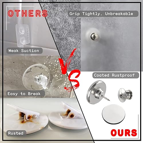 Miniatura 3 de Imanes Laterales para Cortina de Ducha para Mantener la Cortina Cerrada contra la Pared - 8 Piezas de Clips Magnéticos Protectores contra