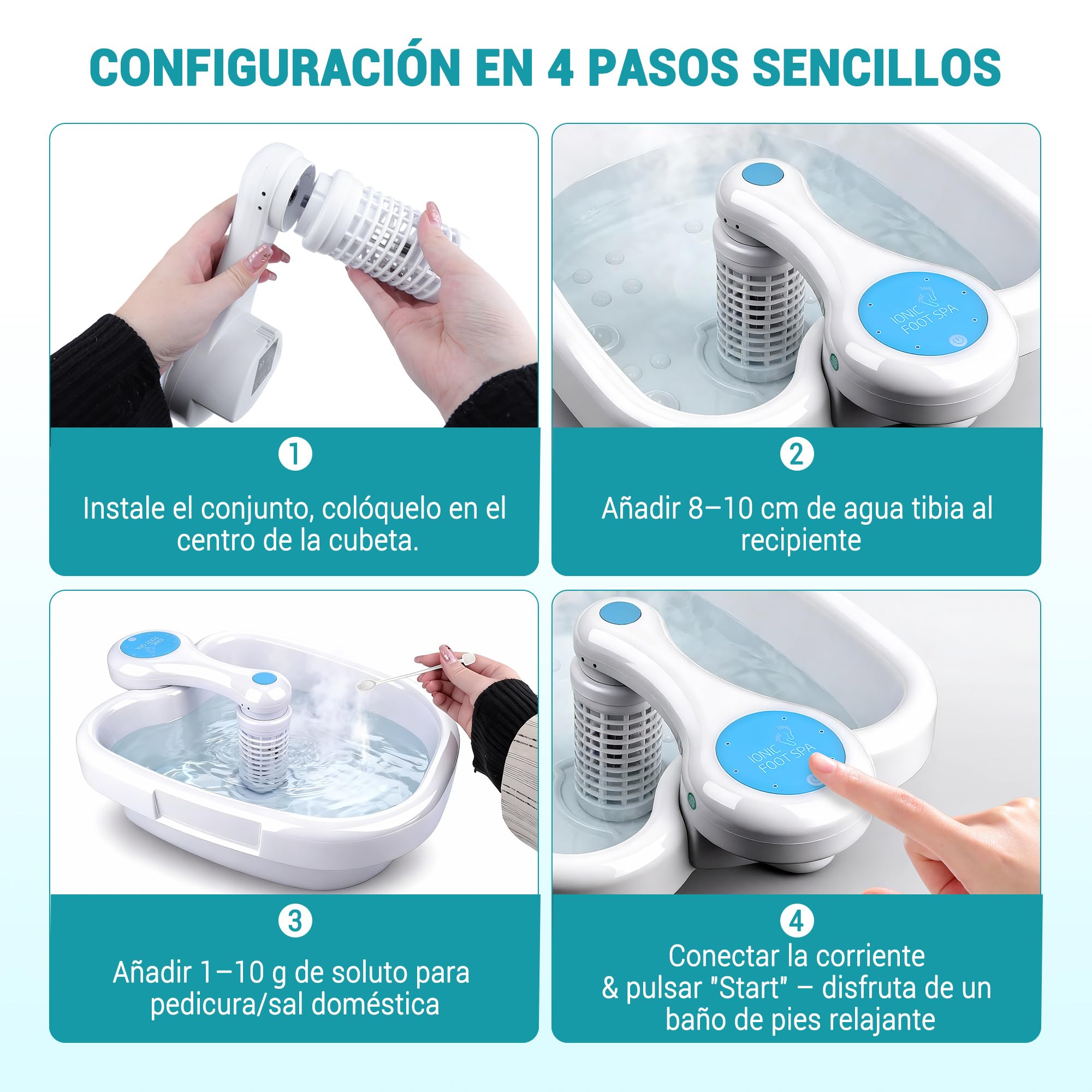 Baño de Pies Iónico Detox, SPA de Un Toque para Casa, Tecnología de Electrolysis y Bienestar