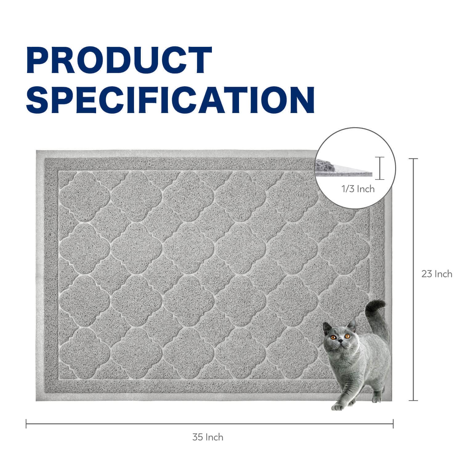 WePet Alfombra de arena para gatos Jumbo, alfombra de arena para gatos, tamaño grande, 35 x 23 pulgadas, alfombra de PVC suave premium, sin ftalatos, resistente al agua a la orina, lavable, control
