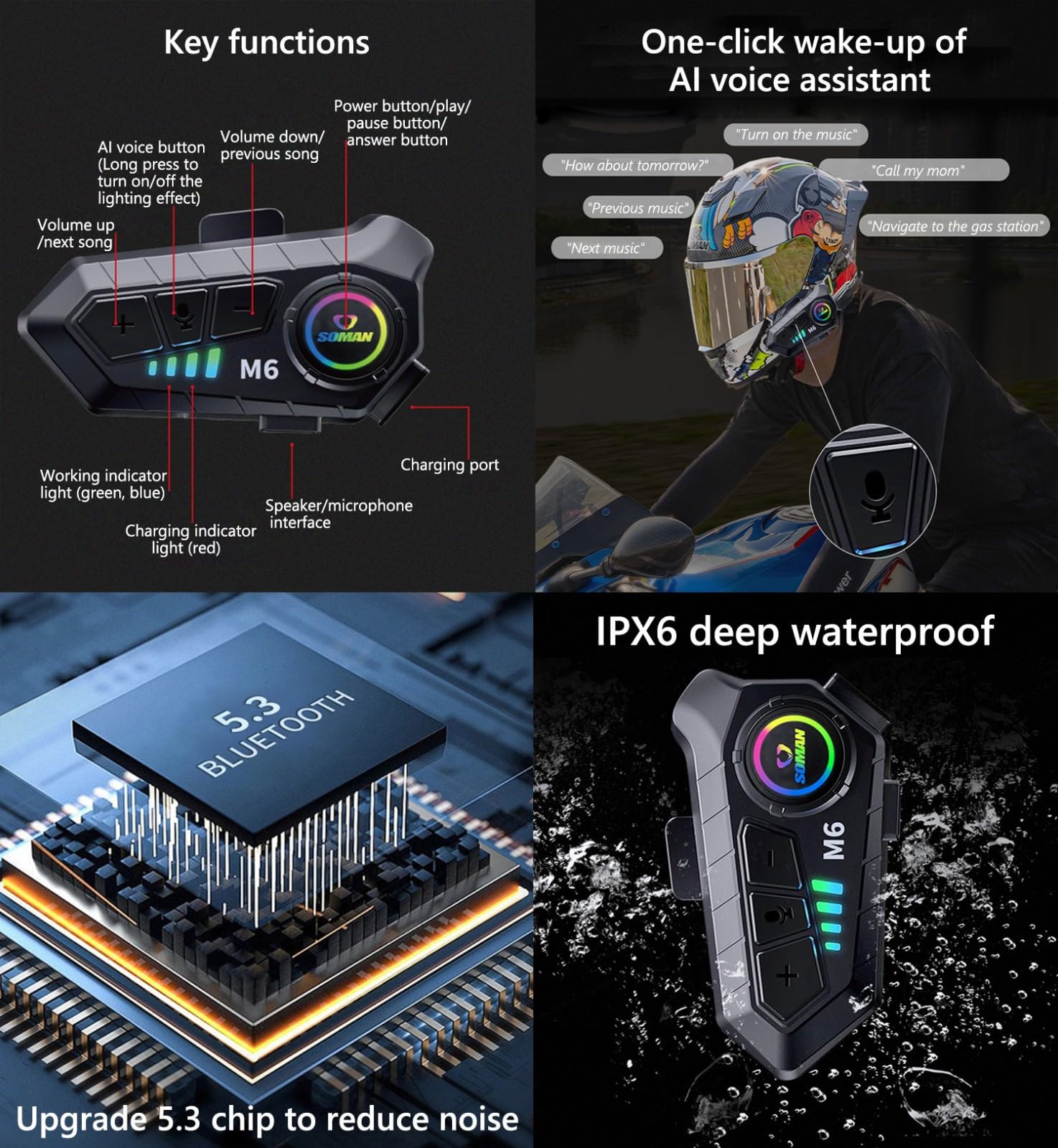 Klapphelm Bluetooth Motorradhelm ECEDOT-Zertifiziert Modularer Helm Erwachsene Damen und Herren Integriert Integralhelm mit Doppelvisier Modularer Motocrosshelme