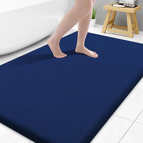 Miniatura 22 de Smiry Tapete de baño de espuma viscoelástica de 24 x 16 pulgadas, extra suave y absorbente, antideslizante, lavable para suelo, ducha y bañera,