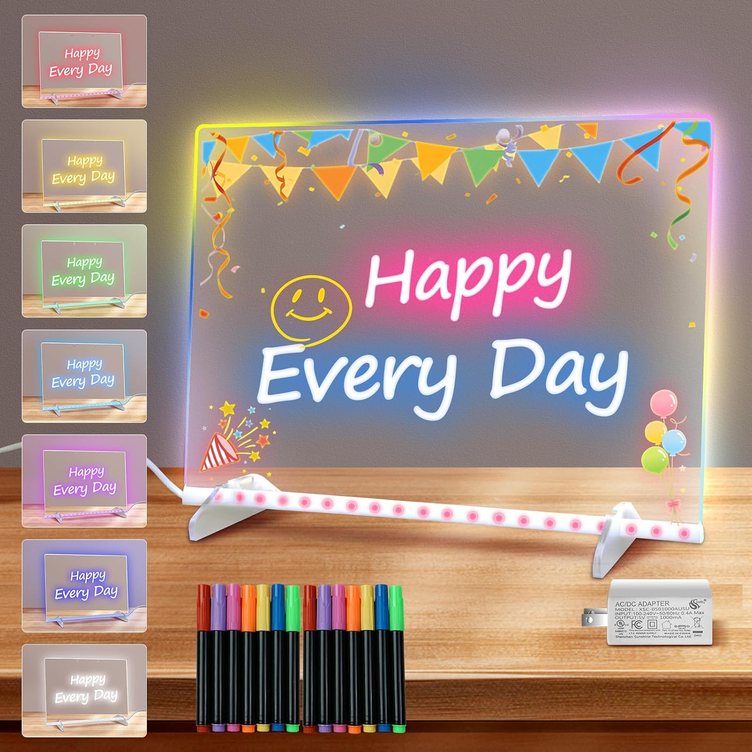 Led Drawing Board with 13 Lighting Effects, 13.7"X10" Doodle Glow LED Note Board, Gift Toy for Kids/Girls/Teens, Arts & Crafts for Girls and Boys with Fluorescent Pen 14 Colors image 2