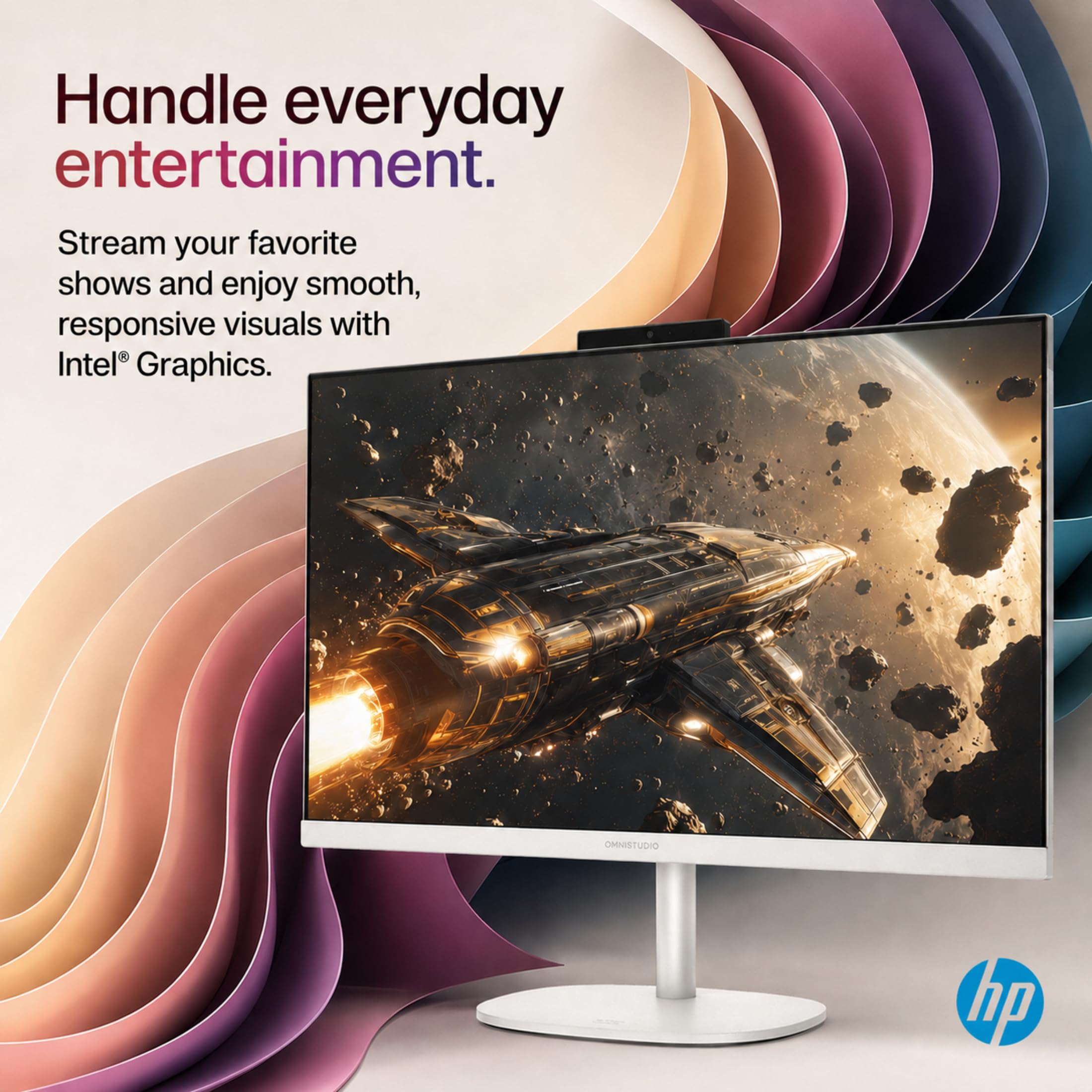HP OmniStudio 24" Full HD All-in-OneDesktop Computer, 16GB DDR5 RAM, Intel Quad-Cores, 128GB SSD, WiFi6, Keyboard & Mouse, Windows 11 image 3