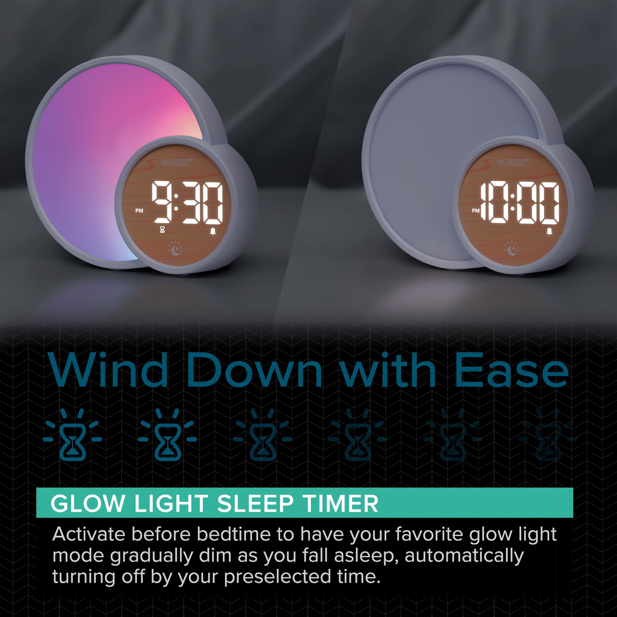 La Crosse Technology 617-1412 L'Eclipse Light Assist - Reloj despertador digital para mesita de noche