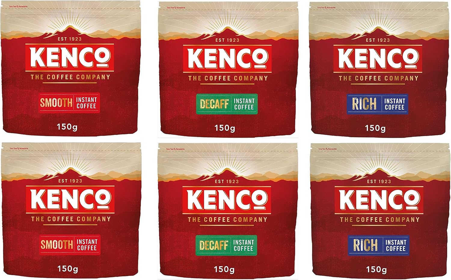 Kenco Instant Coffee 6 Pack ® *Kenco Rich,Decaff,Smooth 150g (Pack of 6, Total of 900g) Amazon