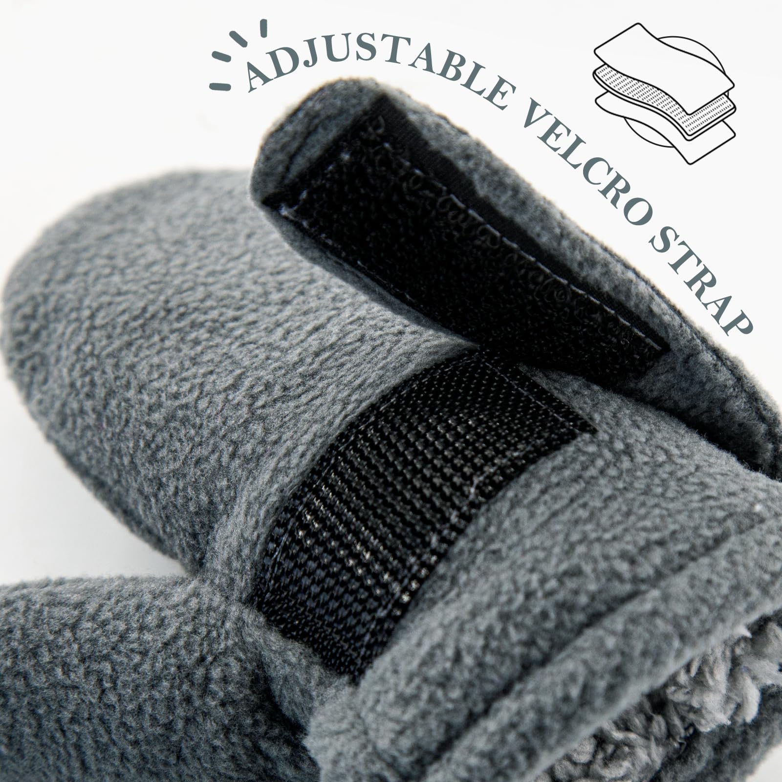 RAOEXI Manoplas de invierno para niños pequeños forradas con forro polar fáciles de poner para bebés y niñas, B-gris y azul marino, M (1-2 Years)