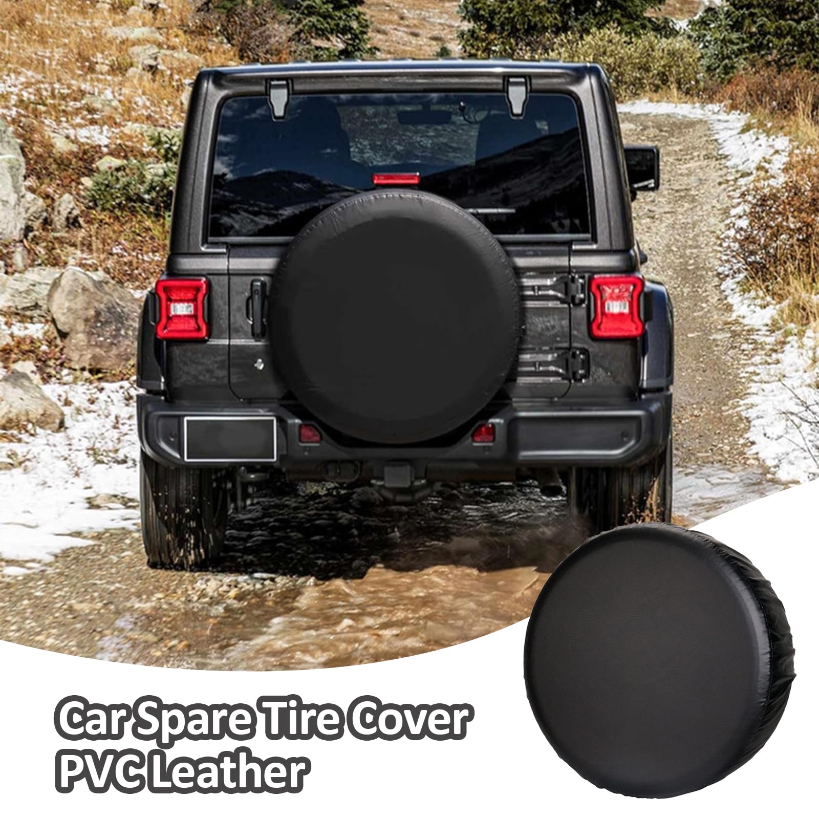 Reserveradabdeckung Wasserdicht Radabdeckung Auto Universal Reserveradabdeckung für Auto Deko Innenraum(Schwarz) (16 Zoll)