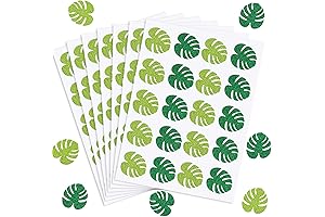 Whaline Summer Monstera Leaves Glitter Green Safari Stickers
